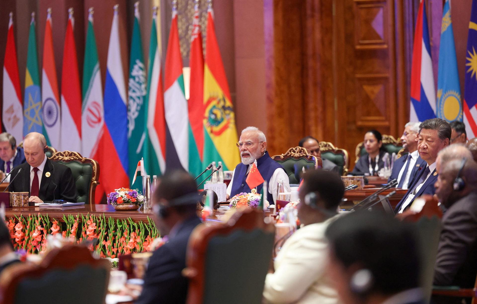 India's Prime Minister Narendra speaks during day two of the BRICS Summit in New Delhi, India, on September 13, 2026.