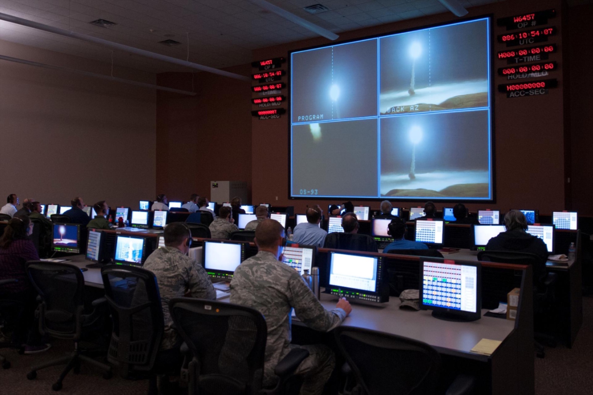 U.S. military monitors an operational test launch of an unarmed Minuteman III missile at Vandenberg Air Force Base in 2017.