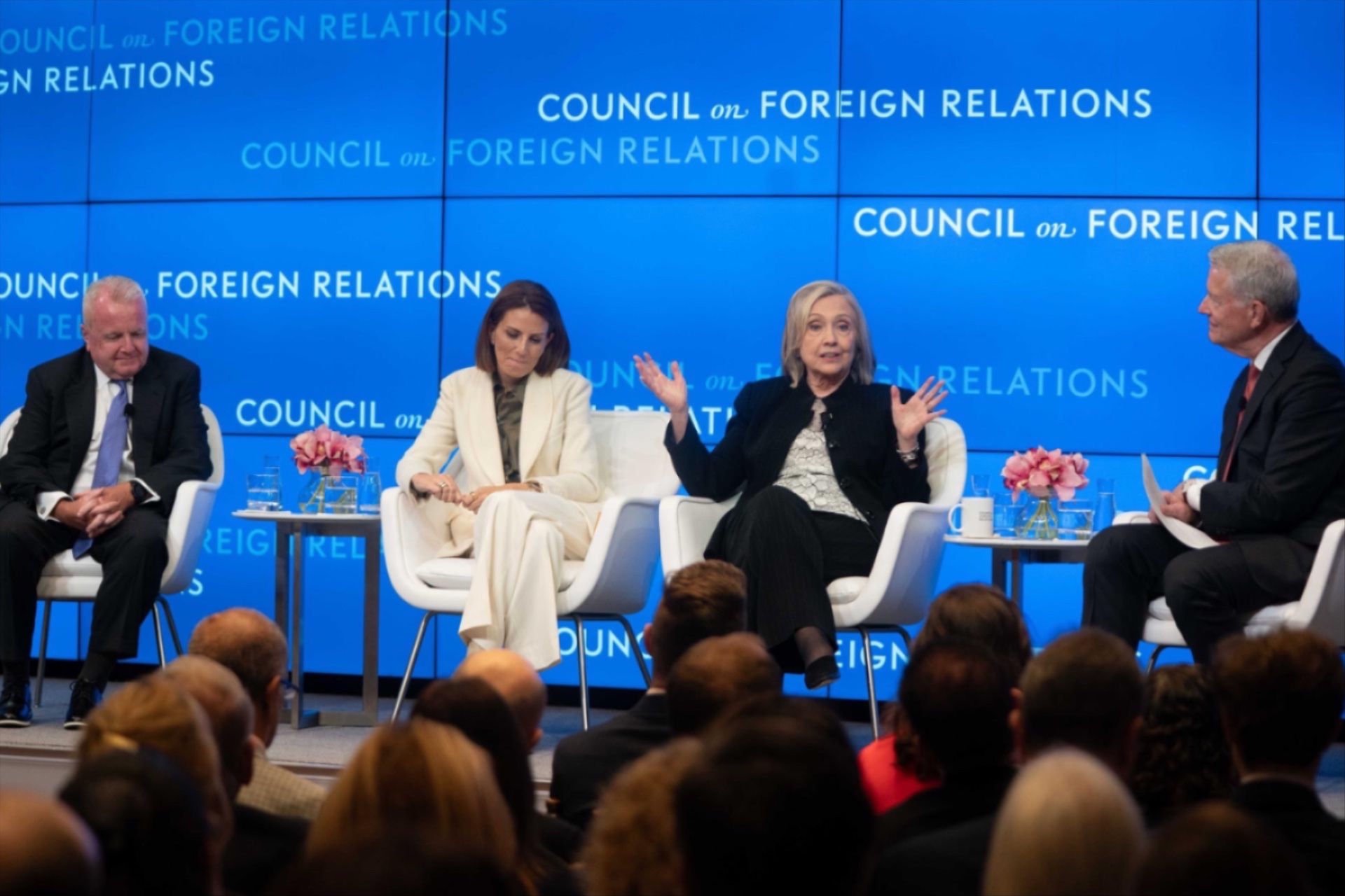 Hillary Clinton at a CFR event on October 8, 2025.