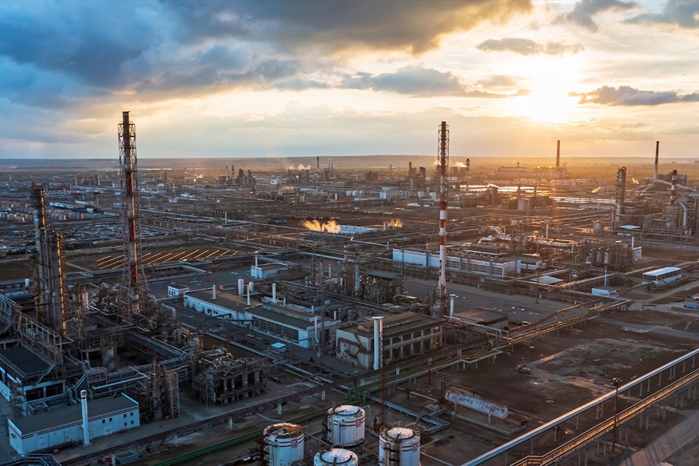 A general view shows the oil refinery of the Lukoil company in Volgograd, Russia April 22, 2022. 