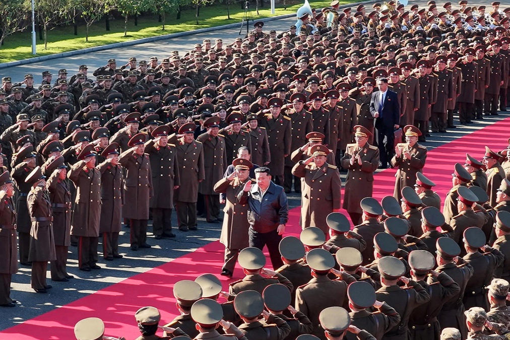 North Korean leader Kim Jong Un visits the command headquarters of the 11th Corps of the North Korean People’s Army in Tokchon, North Korea, November 2, 2025. 