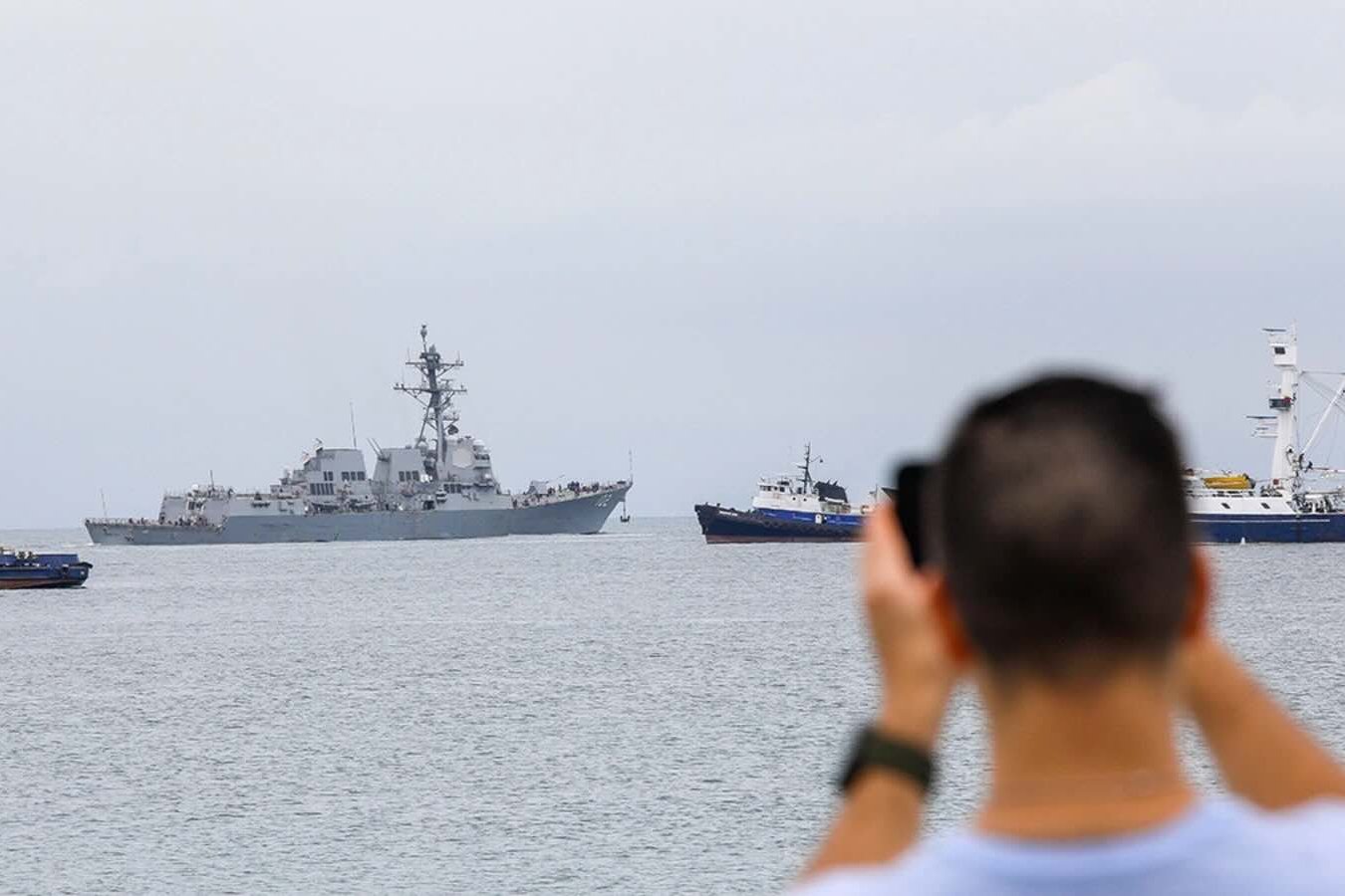 The USS Sampson, a U.S. Navy missile destroyer, docks at the Amador International Cruise Terminal in Panama City, Panama, September 2, 2025. 