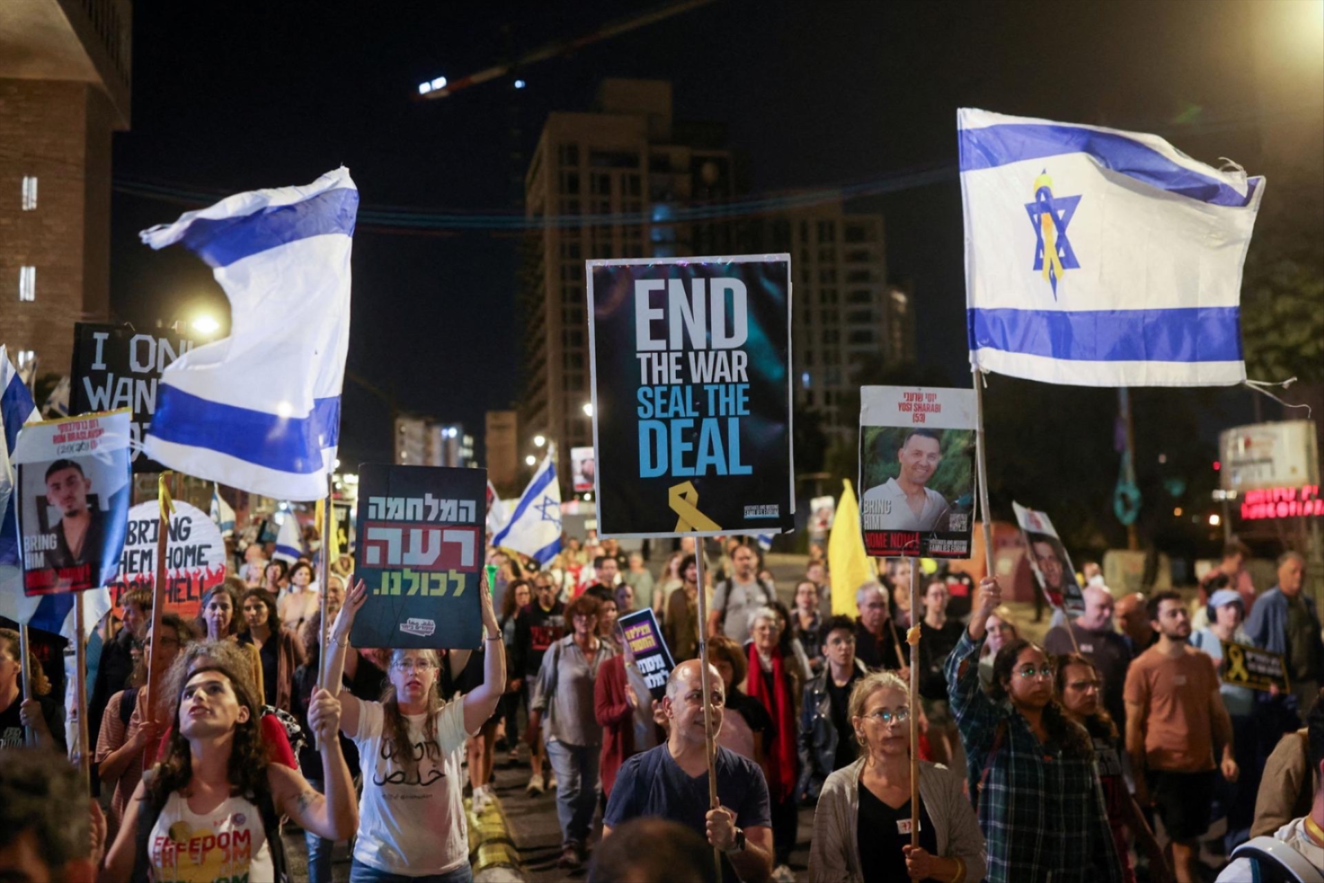 Protesters in Jerusalem on Oct. 4 demand the release of all hostages and an end to the war in Gaza.