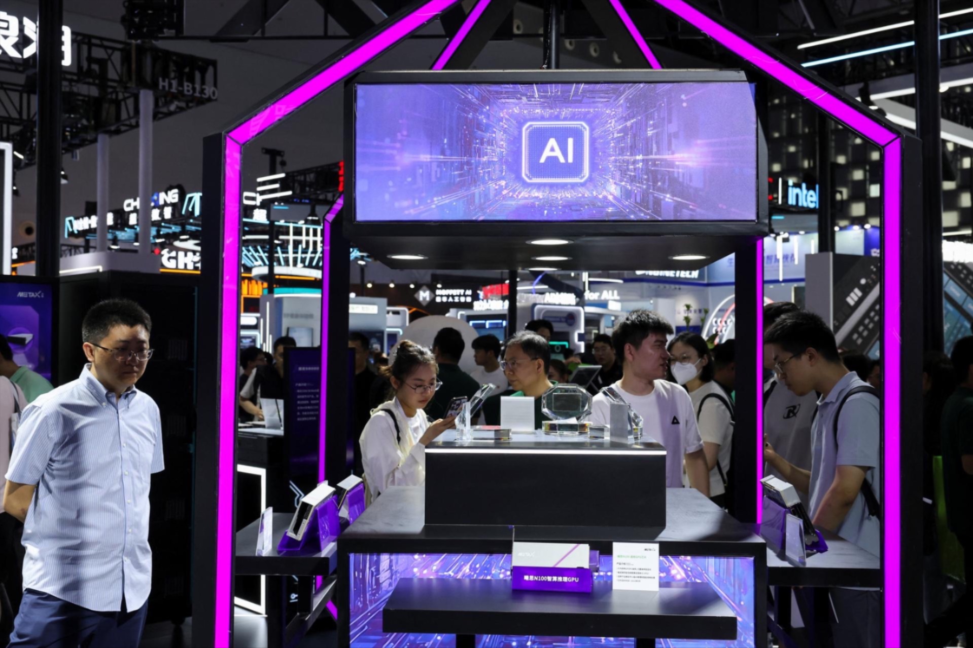A booth during the World Artificial Intelligence Conference in Shanghai, China July 26, 2025.
