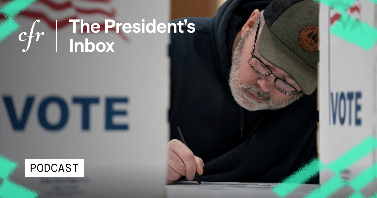 A voter at the ballot box