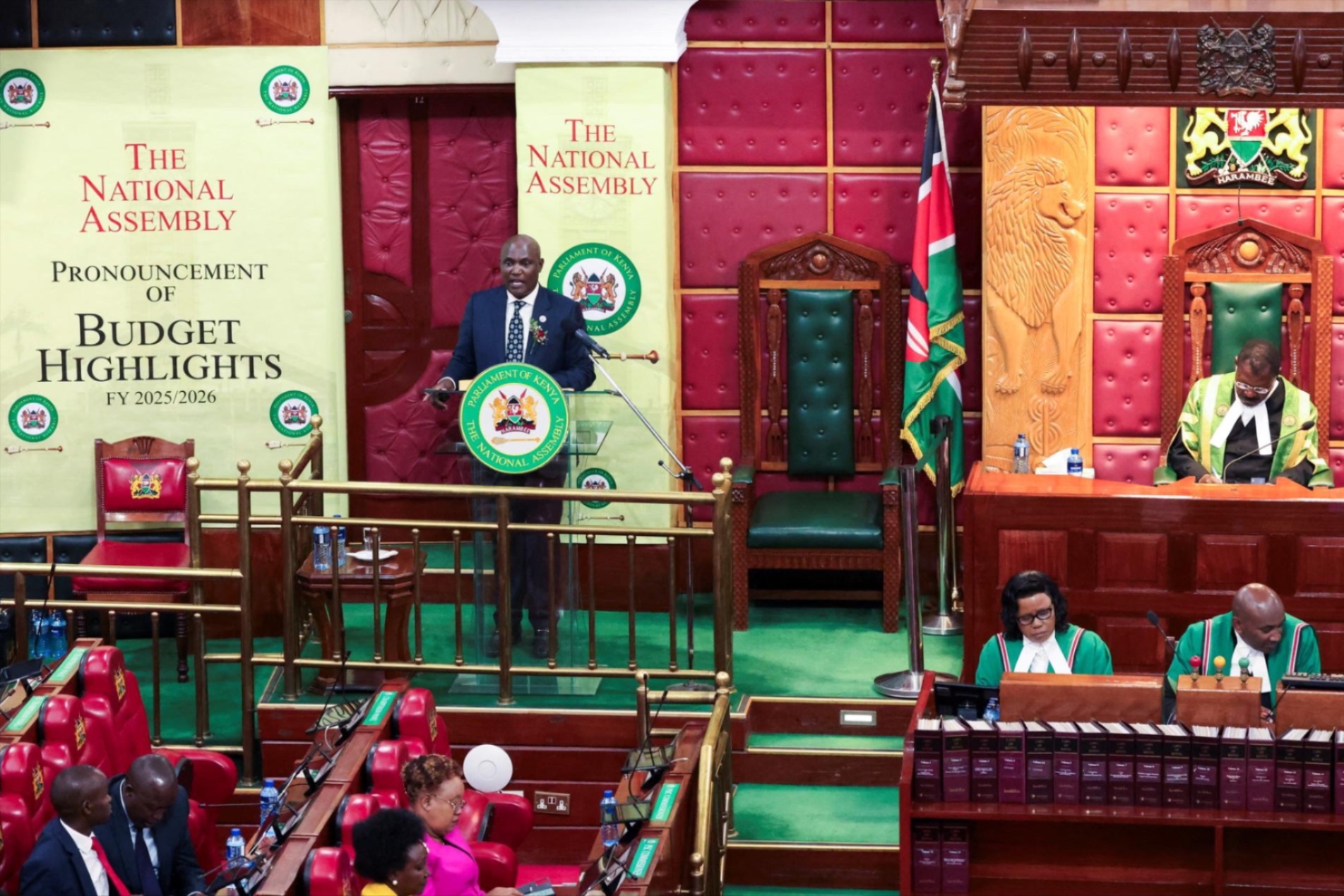 Kenya's Finance Minister John Mbadi presents the budget for the 2025-26 fiscal year, inside the parliament building, in Nairobi, Kenya, on June 12, 2025.