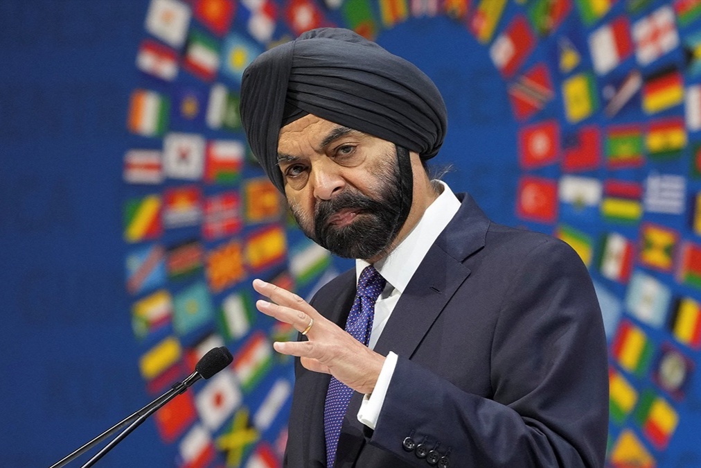 World Bank President Ajay Banga speaks during the IMF/World Bank annual meetings in Washington, D.C., on October 17. 