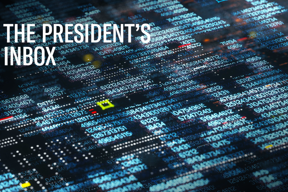 Illustration of AI data crunching.