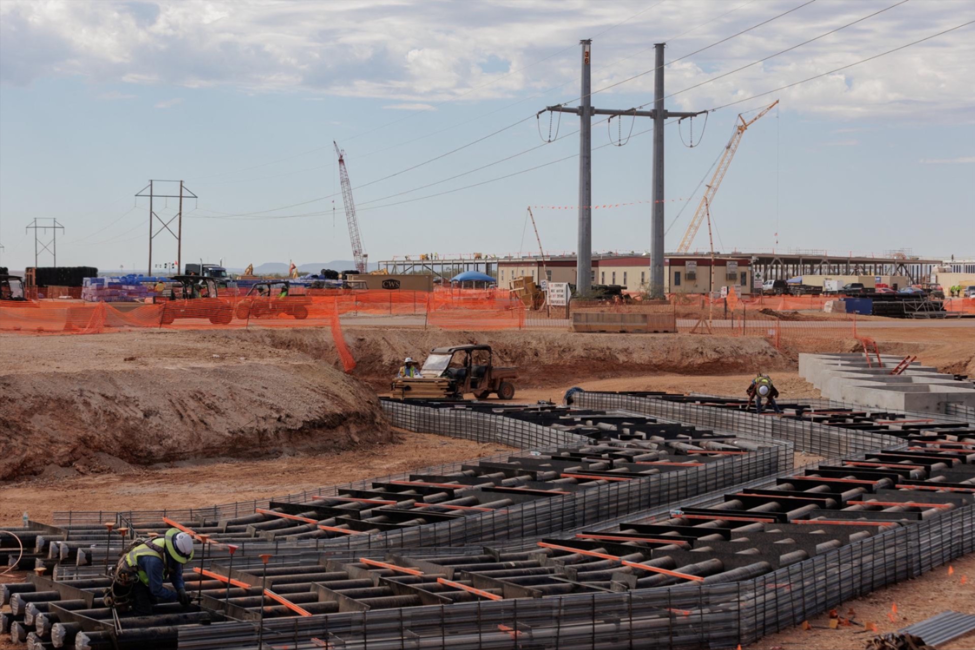 Conduits for fiber to connect superclusters of data centers are under construction during a tour of the OpenAI data center in Abilene, Texas, September 23, 2025. 