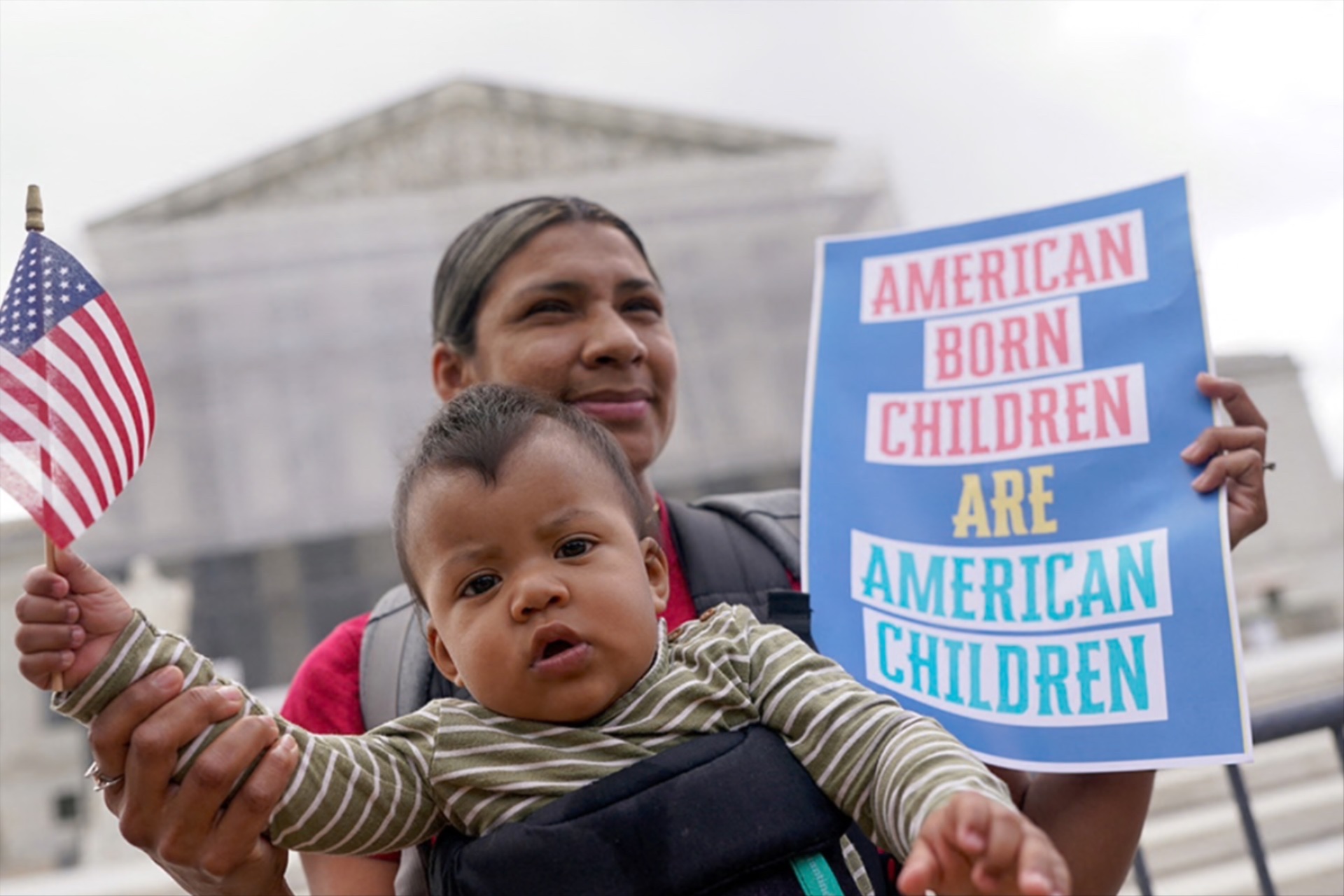 Protestors rally outside the Supreme Court on May 15, the day it is scheduled to hear oral arguments over President Donald Trump’s efforts to restrict birthright citizenship.