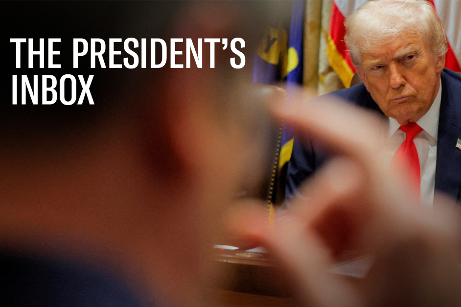 A view of Trump in the Oval Office.