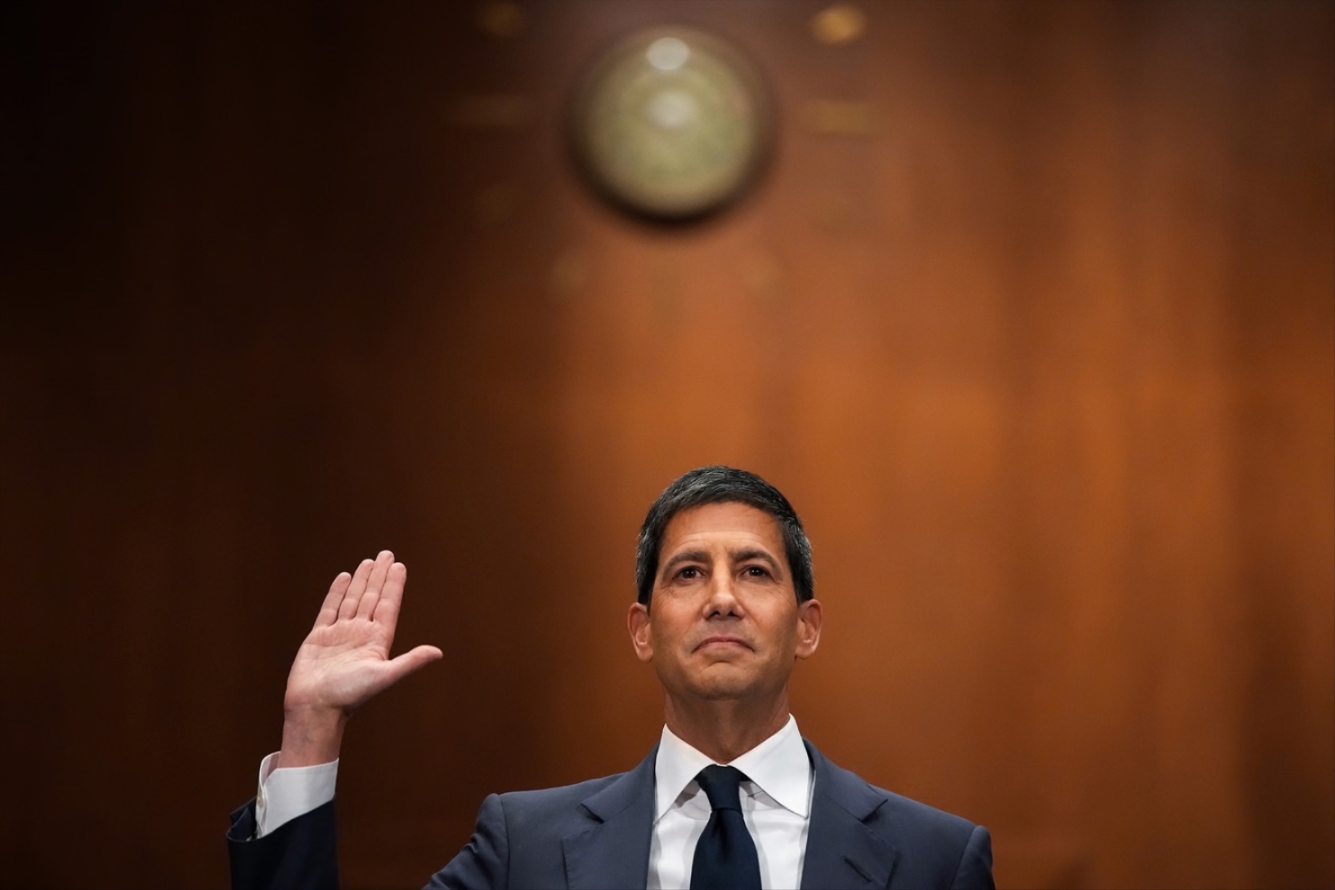 Kevin Warsh, U.S. President Donald Trump’s nominee for Chair of the Federal Reserve, is sworn in to testify during his Senate Committee on Banking, Housing, and Urban Affairs confirmation hearing in the Dirksen Senate Office Building on April 21, 2026 in Washington, DC.