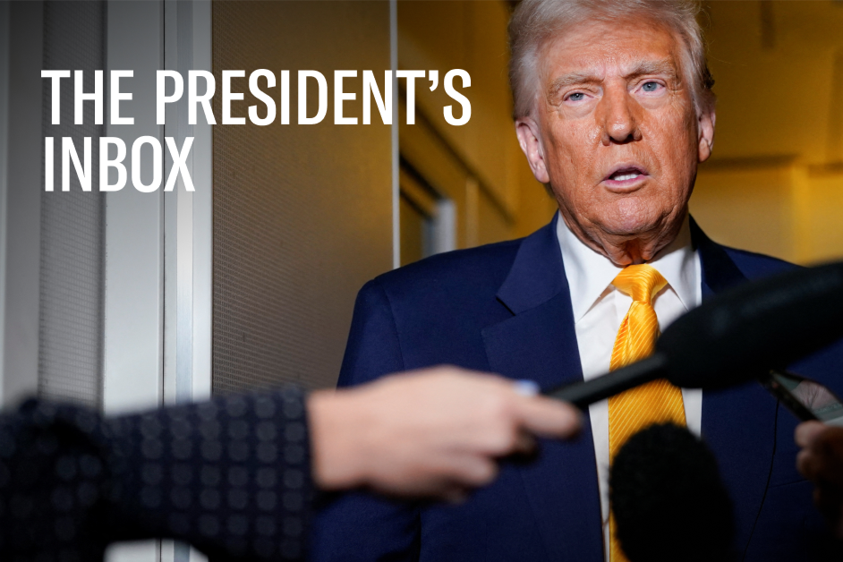 President Trump speaking to reporters.