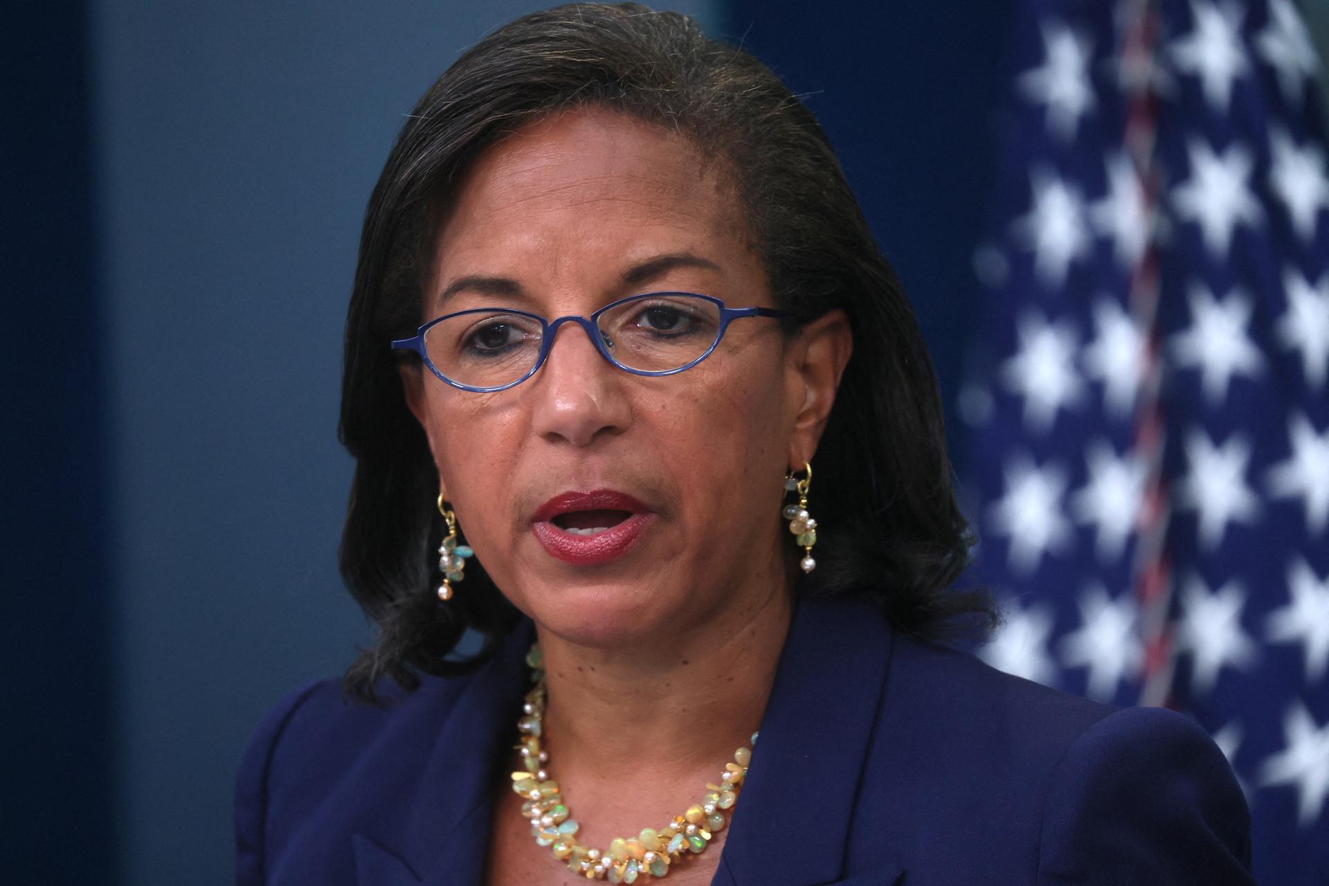 Former National Security Advisor Susan Rice during a press briefing at the White House in Washington, U.S., August 24, 2022.