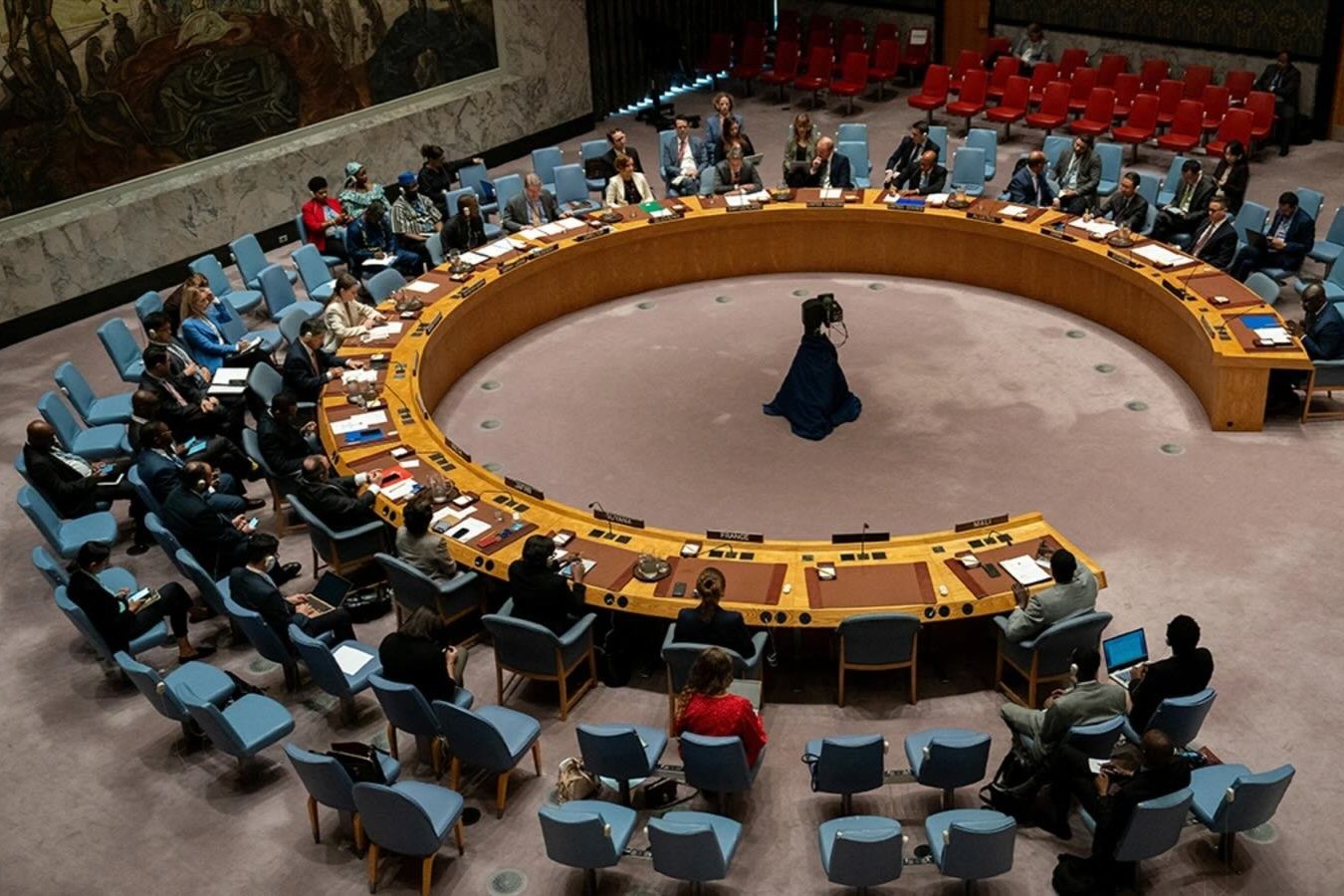Members of the UN Security Council gather to address the Russia-Ukraine war at the UN headquarters in August 2024. 