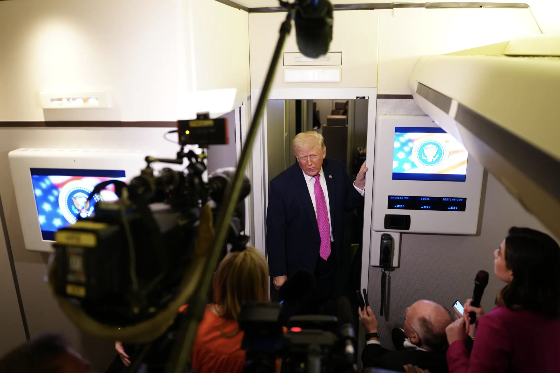 President Trump has claimed that his international aggression has only upsides.Credit...Tierney L. Cross/The New York Times