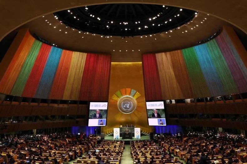 United Nations Secretary-General Antonio Guterres delivers a statement during the opening of the Sustainable Development Goals (SDG) Summit 2023, at UN headquarters in New York City, New York, U.S., September 2023.