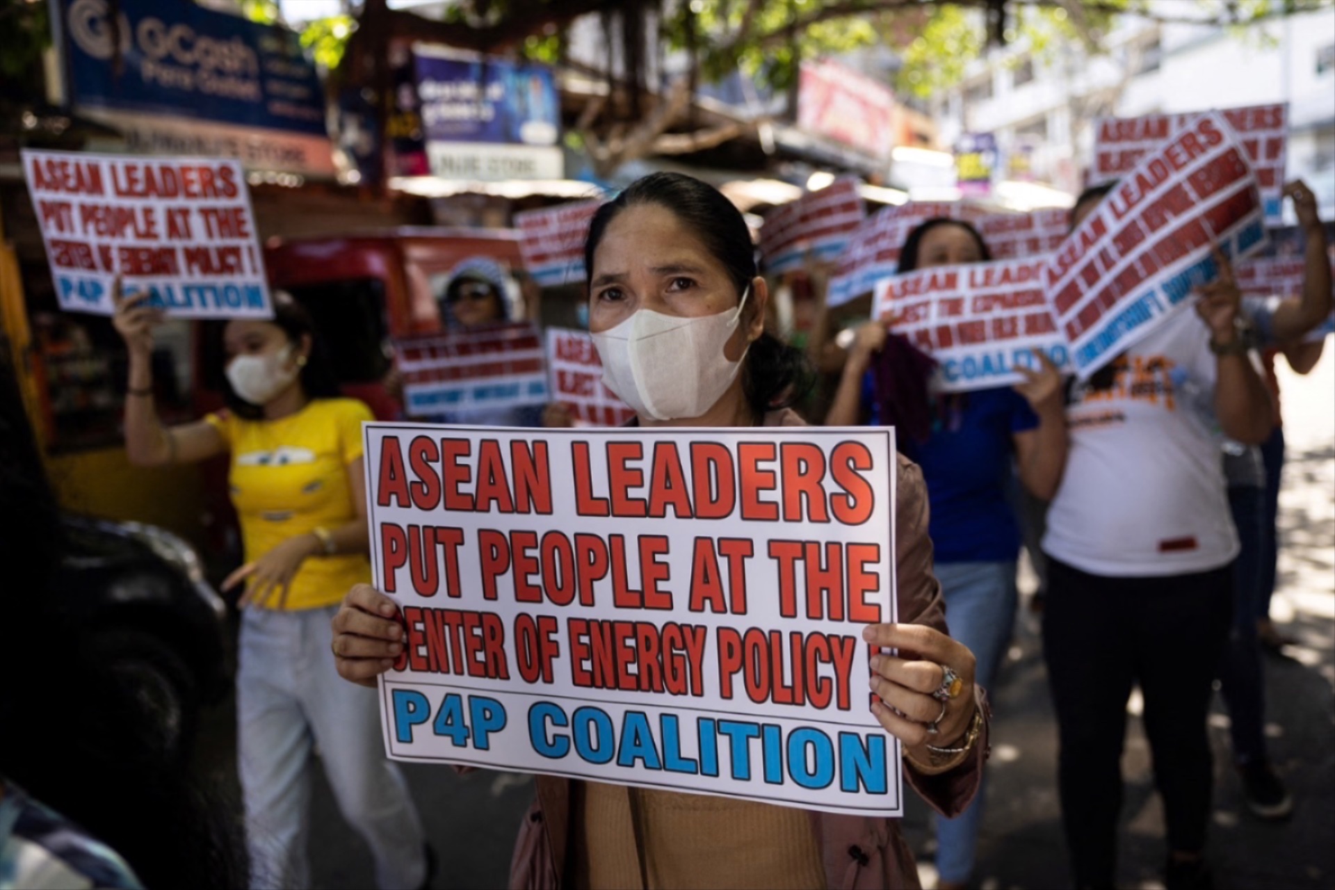 Protesters call out ASEAN leaders for not addressing their energy needs outside the ASEAN Summit in the Philippines on May 8.
