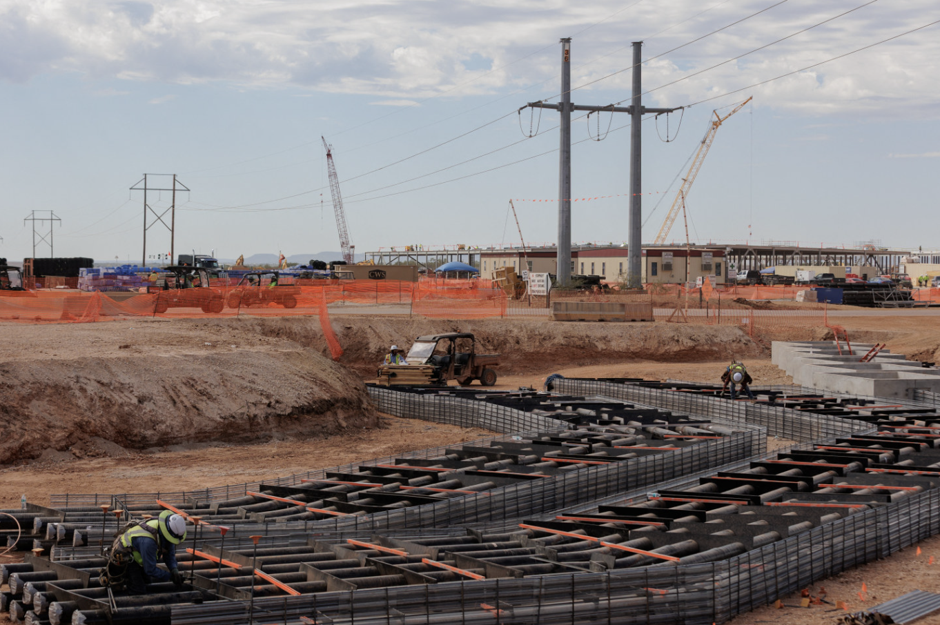 Conduits for fiber to connect superclusters of data centers are under construction during a tour of the OpenAI data center in Abilene, Texas, U.S., September 23, 2025. Shelby Tauber/Reuters