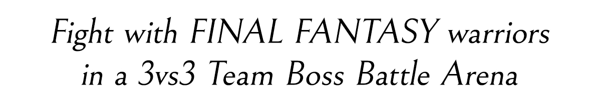 Fight with FINAL FANTASY warriors in a 3vs3 Team Boss Battle Arena