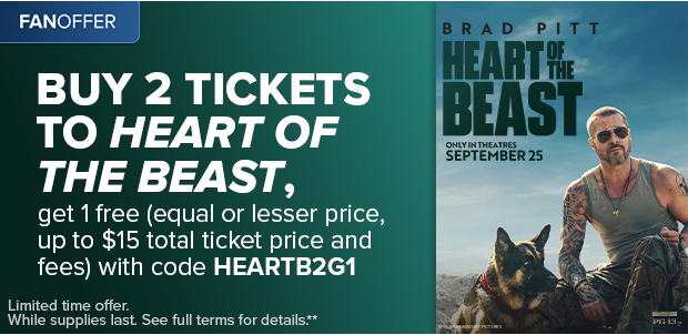 BUY 2 TICKETS TO HEART OF THE BEAST, GET 1 FREE WITH CODE HEARTB2G1**