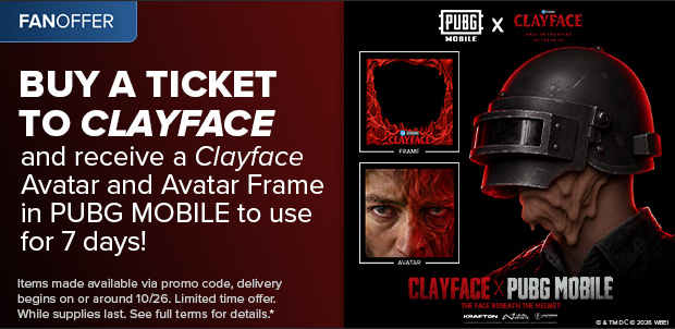 BUY A TICKET TO CLAYFACE AND RECEIVE A CLAYFACE AVATAR AND FRAME IN PUBG MOBILE*