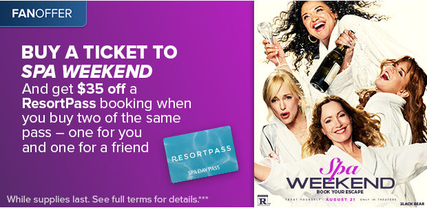BUY A TICKET TO SPA WEEKEND AND GET $35 OFF A RESORTPASS BOOKING WHEN YOU BUY TWO OF THE SAME PASS***