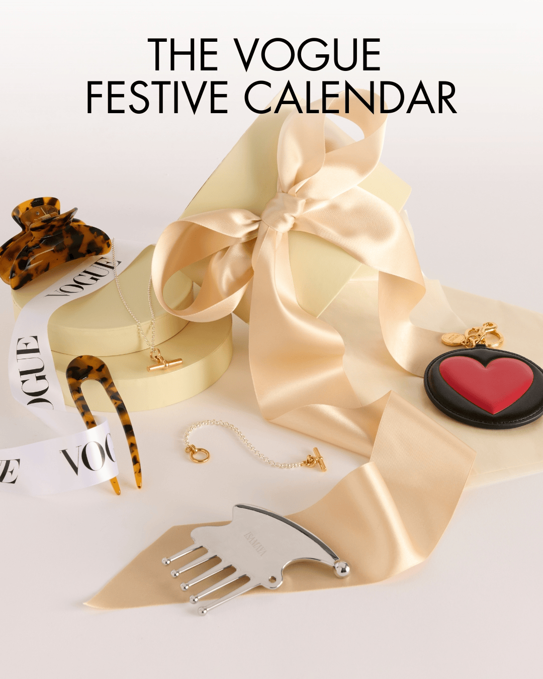 Section of illustration from the Vogue Festive Calendar with headline 'BEHIND THE BRUSHSTROKES OF THE 2025 VOGUE FESTIVE CALENDAR, 32 gifts wrapped into one, limited edition worth over £1,600