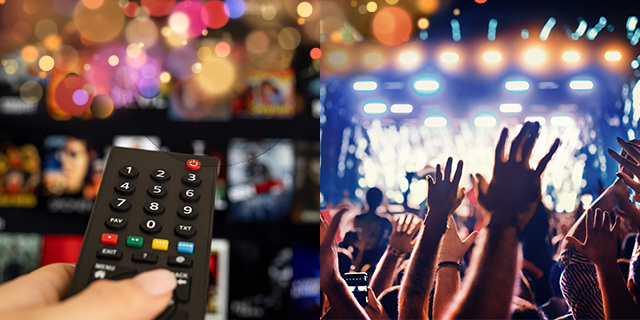 images of streaming entertainment and a live concert