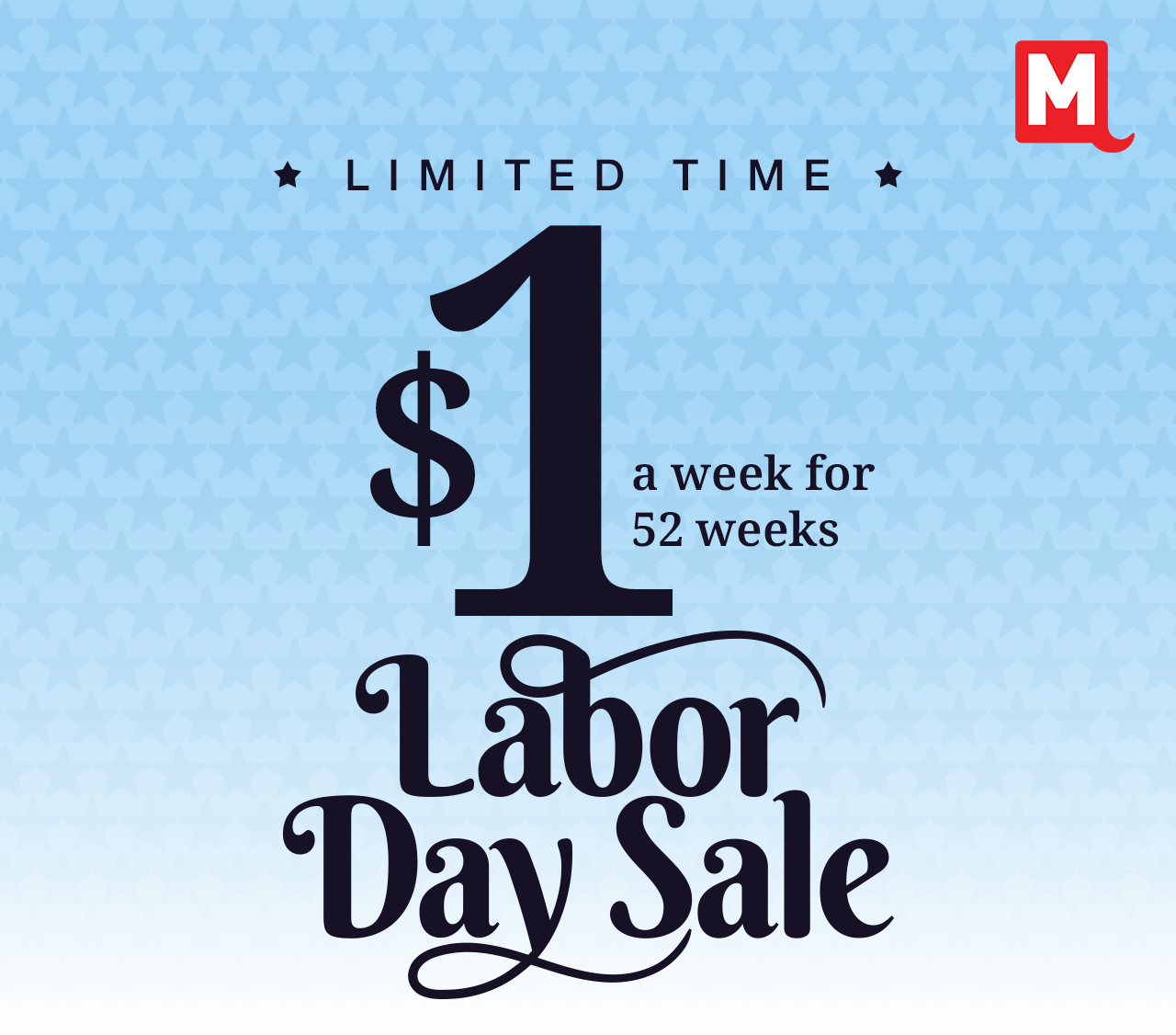 $1 a week for 52 weeks Labor Day Sale