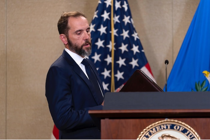 Special counsel Jack Smith speaks to the media about the indictment of former Donald Trump on August 1, 2023, at the Department of Justice. Scott Applewhite/AP