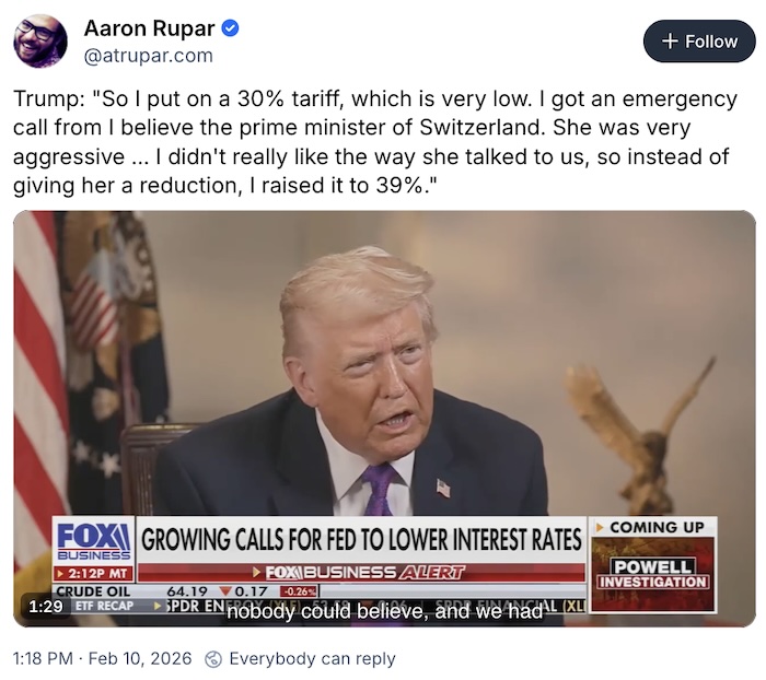 Aaron Rupar on Bluesky; Trump: 