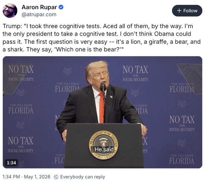 Aaron Rupar on Bluesky; Trump: 