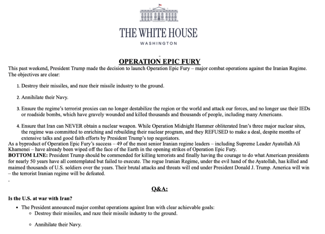White House Press Release