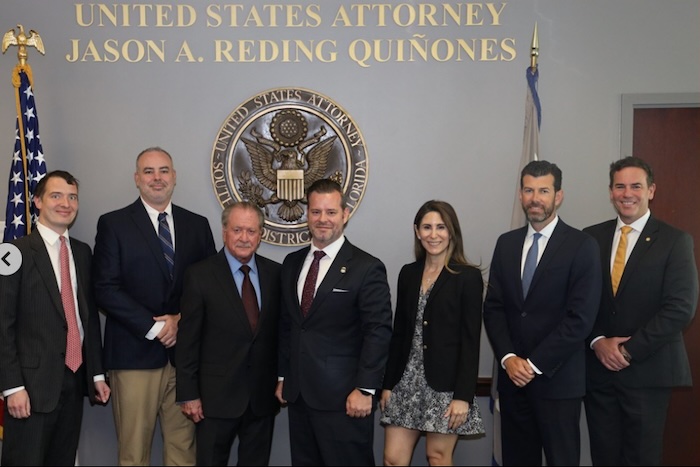 Newly appointed Justice Department counselor Joe diGenova (third from the left) with Miami US attorney Jason Reding Quiñones (center) during his swearing-in ceremony on Monday. US Department of Justice