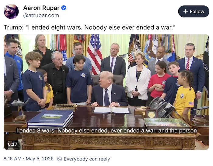 Aaron Rupar on Bluesky; Trump: 
