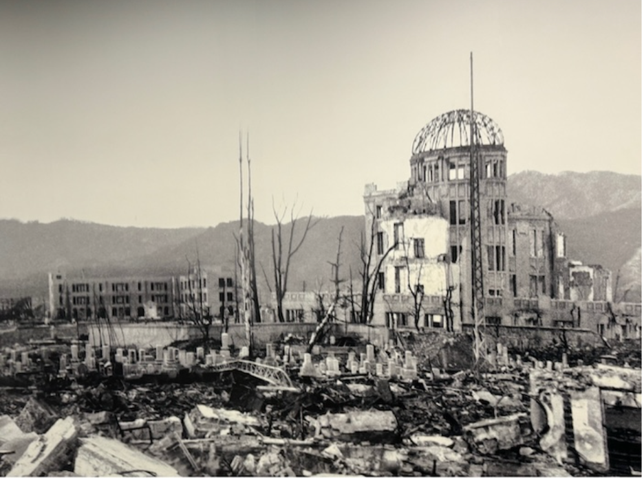 A section of a panorama on display in the Hiroshima Peace Museum composed of photos taken by US military personnel soon after the bombing.