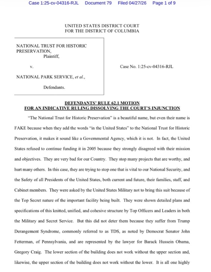 National Trust for Historic Preservation v. National Park Service, et al.