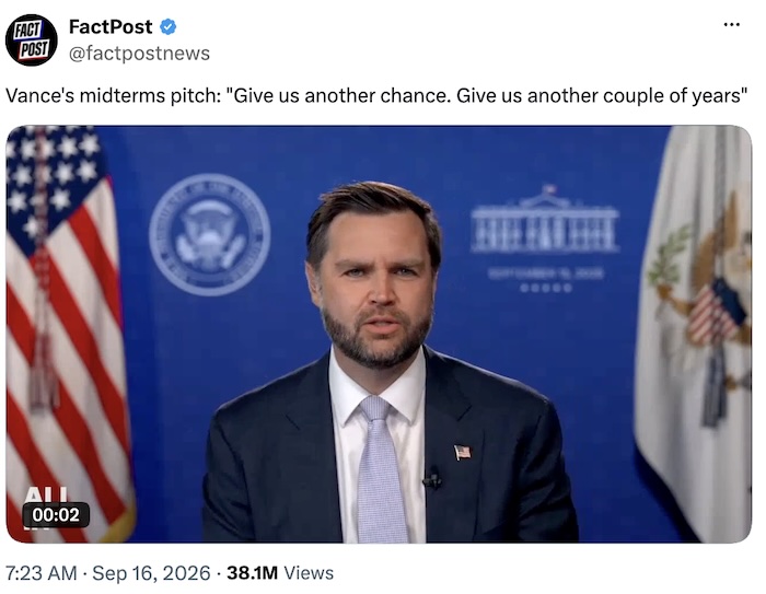 FactPost on X.com; Vance's midterms pitch: 