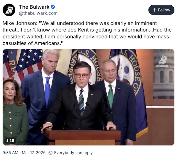 The Bulwark on Bluesky; Mike Johnson: 