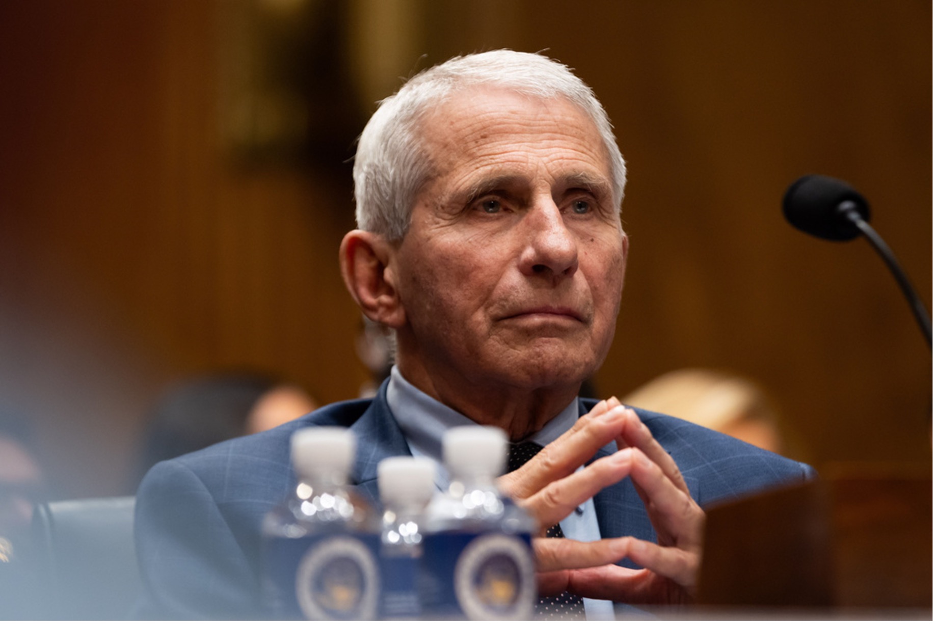 Dr. Anthony Fauci at a Senate Homeland Security and Governmental Affairs Committee hearing on Wednesday. Allison Bailey/Sipa via AP