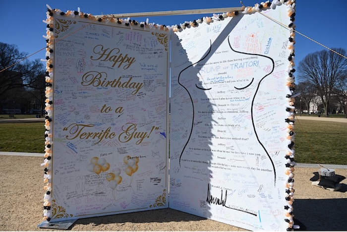 A protest art installation featuring 