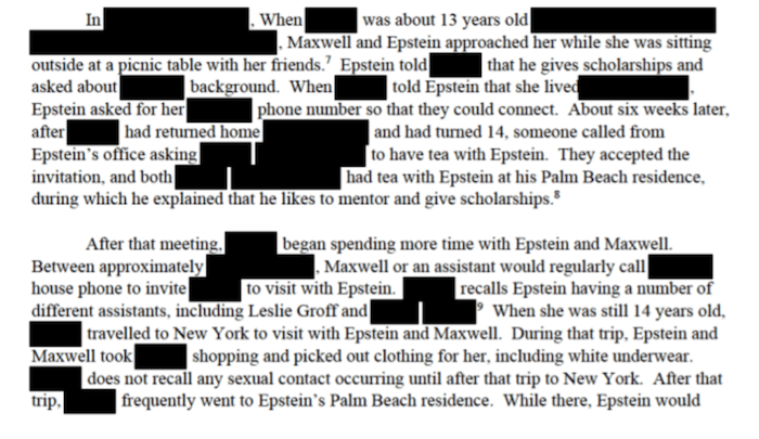 A document from the Epstein files
