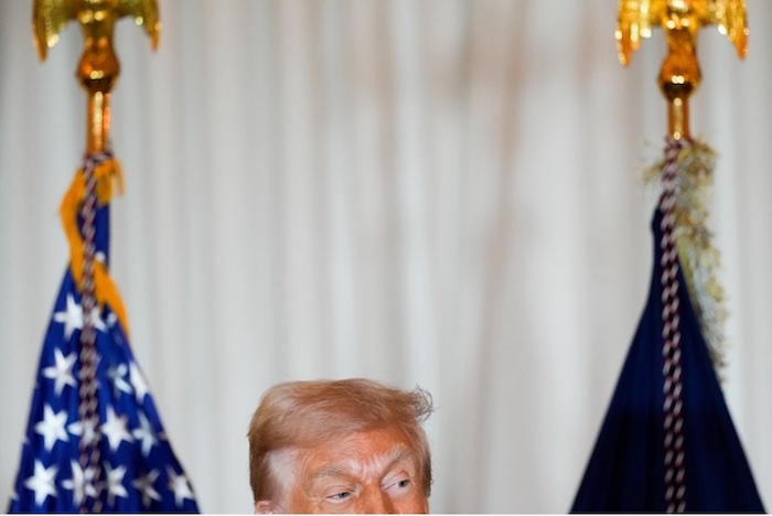Donald Trump speaks at a Kennedy Center Honors reception at the State Department on Saturday. Julia Demaree Nikhinson/AP