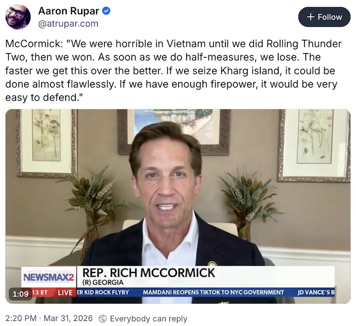 Aaron Rupar on X.com; McCormick: 