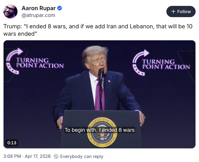 Aaron Rupar on Bluesky; Trump: 