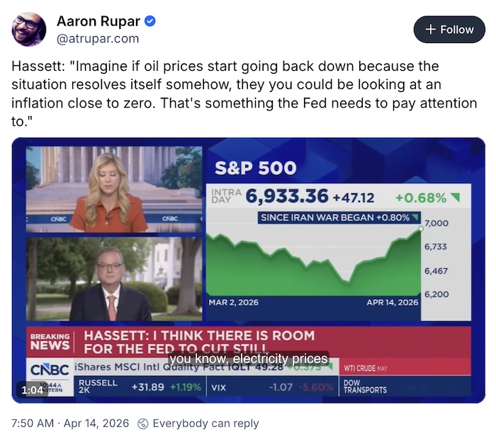 Aaron Rupar on Bluesky; Hassett: 