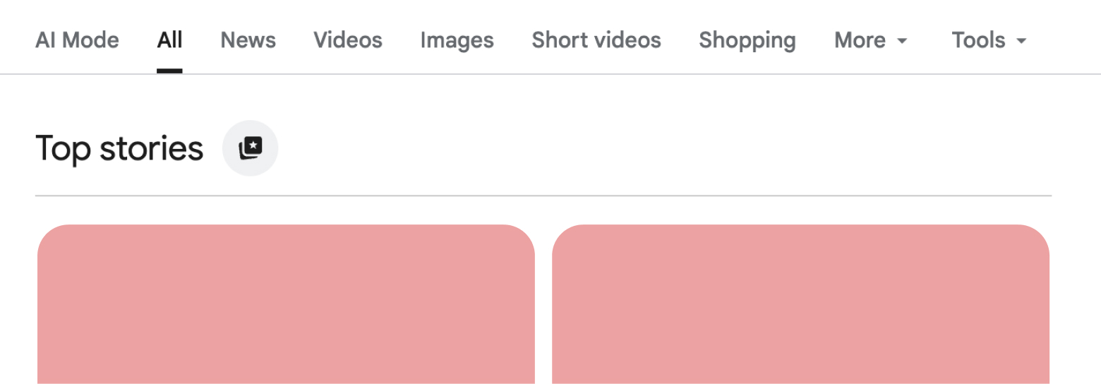 Top Stories on Google. Links to feature