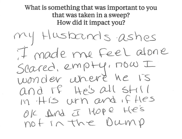 A hand-written response to the question 