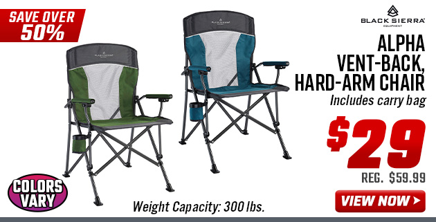 Black Sierra Alpha Vent-Back, Hard-Arm Chair